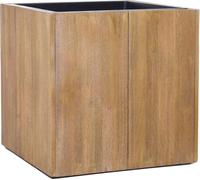VIVANNO Bac à plantes bois BLOCK cube, veinure brune - 43x43x43 cm