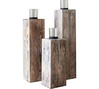 VIVANNO Chandelier en bois LUMIRA, blanc antique - 16x16x86 cm