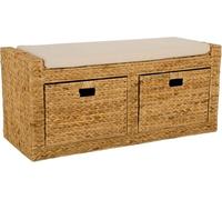 VIVANNO Coffre Pouf Lorante avec Coussin Jacinthe d'eau, Naturel