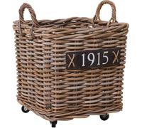VIVANNO Corbeille à bois en rotin RODAR Coffret, tressé naturel - 40x40x51 cm