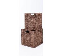 VIVANNO Corbeille à étagères en jacinthe d'eau NEW ASIA Sets, brun tressé - 32x32x32 cm