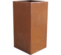 VIVANNO Jardinière en acier corten BLOCK colonne, patine brune - 30x30x60 cm