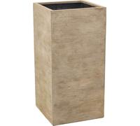 VIVANNO Jardinière en fibre de verre BLOCK colonne, beige rayé - 40x40x80 cm