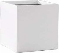 VIVANNO Jardinière en fibre de verre BLOCK cube, blanc mat - 30x30x30 cm