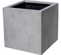 VIVANNO Jardinière en fibre de verre BLOCK cube, gris design béton - 30x30x30 cm