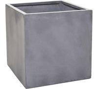 VIVANNO Jardinière en fibre de verre BLOCK cube, gris design béton - 45x45x45 cm