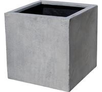 VIVANNO Jardinière en fibre de verre BLOCK cube, gris design béton - 50x50x50 cm