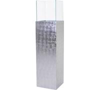 VIVANNO Photophore composite aluminium CANDELA Rectangulaire, Argenté feuille brillant - 25x25x100 cm