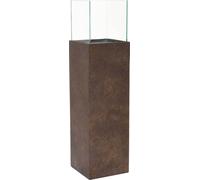 VIVANNO Photophore en composite d'aluminium CANDELA Rectangulaire, Brun satiné avec motif - 25x25x100 cm