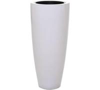 VIVANNO Pot de Fleurs City Fibre de Verre Blanc Brillant - 100x47 cm | Vase haute élégante en forme ronde, idéale pour salon ou couloirs d'hôtel, usage intérieur et extérieur protégé