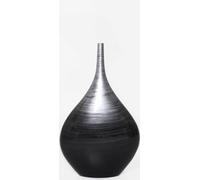 VIVANNO Vase de sol en fibre de verre BELDADE rond, argent brillant avec motif - 28x15x45 cm