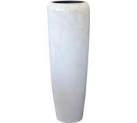 VIVANNO Vase de sol en fibre de verre CAVITA rond, blanc brillant avec motif - 34x34x97 cm