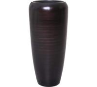 VIVANNO Vase de sol en fibre de verre CAVITA rond, brun satiné avec motif - 34x34x75 cm