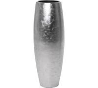 VIVANNO Vase de sol en fibre de verre MAGNUM Rond, argenté aspect feuille brillant - 30x80 cm
