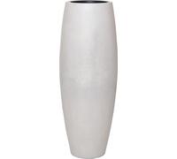 VIVANNO Vase de sol en fibre de verre MAGNUM Rond, Beige aspect pierre - 37x100 cm