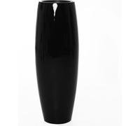 VIVANNO Vase de sol en fibre de verre MAGNUM rond, noir brillant - 37x100 cm