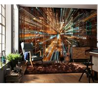 Vivant Pièce Papier-Peint Ville Lumières 368x248 CM Fusion Effet Red Décor