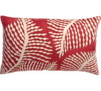 Vivaraise Flora Coussin brodé rouge feuillage - 40 x 65 cm
