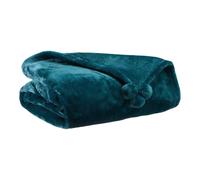 VIVARAISE Plaid à pompons Tender bleu paon - 130 x 170 cm