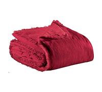 Vivaraise Plaid Fara 135x200 cm – 100% velours de coton, doux, finition à franges