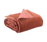 Vivaraise ~ Plaid uni Fara en Coton Coloris Sienne 135x200