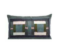 Vivaraise Taho Coussin brodé vert de gris - 40 x 65 cm