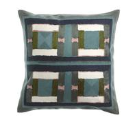 Vivaraise Taho Coussin brodé vert de gris - 45 x 45 cm