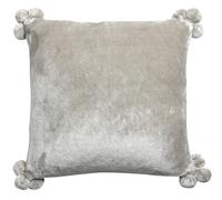 Vivaraise Tender Coussin à pompons gris perle - 45 x 45 cm