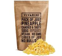 Vivarini Ananas confits 500g | Saveur douce et exotique | En-cas sain | Complément au thé, au yerba mate, aux plats et aux desserts | Source précieuse de nutriments | Ananas confits en cubes | 0,5kg