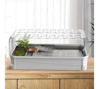 Vivarium Tortue | Aquarium pour Reptiles et Amphibiens | Kit Terrarium Tortue Terrestre Complet Acrylique | Recirculation d'Eau Filtrée | Panier de Protection Reptiles | Cage pour Tortue de Terre(Whit
