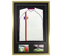 Vivarti Cadre d'affichage pour maillot de sport à monter soi-même, monté en 3D + double ouverture pour maillot de football, maillot de rugby, groupe t-shirt boîte à ombres - 61 x 91,5 cm - Cadre doré,