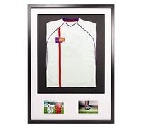 Vivarti DIY Junior 3D Monté + Double Aperture Chemise Sport Cadre d’Affichage A1 59,4 x 84cm - Cadre Noir, Monture Blanche, Carte de Soutien Noir