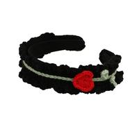 VIVAZYTGH Accessoires for cheveux for enfants Bandeau en laine tricoté à la main Lady Cute Girl Heart Flower Large Bandeau Accessoires for cheveux(7)