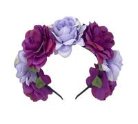 VIVAZYTGH Bandeau à cheveux à couronne florale for fêtes de mariage, accessoires photo, couvre-chef à couronne florale for femmes et filles(Purple)