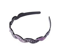 VIVAZYTGH Bandeau à cheveux antidérapant avec strass et fleurs ondulées en cristal for femmes et filles(Purple)