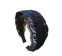 VIVAZYTGH Bandeau élargi en dentelle creuse for cheveux, accessoires for cheveux, bandeau antidérapant à la mode for femmes et filles(Dark blue)