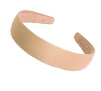 VIVAZYTGH Bandeau élastique recouvert de satin bonbon de 3 cm for femmes et filles, bandeau élastique de couleur unie, accessoires for cheveux larges en toile à faire soi-même(Beige)