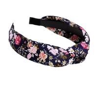 VIVAZYTGH Bandeau noué en croix, bandeau en tissu floral français élégant for femme, accessoire de cheveux de style pastoral doux et polyvalent(Blue)