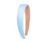 VIVAZYTGH Bandeaux en satin de couleur unie simples for femmes, large bandeau antidérapant for filles, bandeau de cheveux coloré et confortable à faire soi-même(Light blue)