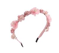 VIVAZYTGH Serre-têtes à fleurs artificielles for filles, serre-tête tendance en perles for enfants, couronne de fleurs, couvre-chef de fête(E)