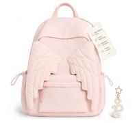 VIVBCLI Sac à dos motif ailes d'ange fantaisie Y2K, rose, M, Décontracté | Sac en nylon de grande capacité avec breloque à suspendre