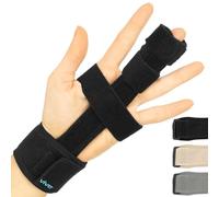 Vive Attelle de doigt - Support complet de la main, du milieu, de l'anneau et du poignet - Redresseur de verrouillage réglable - Immobilisation pour les entorses, blessures au maillet, arthrite