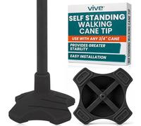 Vive Base de rechange pour canne de marche - Embouts de canne autoportants de 1.9 cm - Base en caoutchouc robuste pour la marche, personnes âgées, personnes âgées (noir)