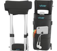 Vive Coussinets de béquille, sac et poignées (5 pièces) - Béquilles pour adultes - Rembourrage des aisselles pour adultes, poignées pour mains, pochette pour accessoires - Poignées rembourrées