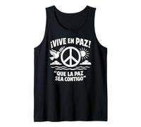 Vive en Paz Panneau de Paix Espagnol Colombe Soleil Vagues Citation Positive Débardeur