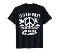 Vive en Paz Panneau de Paix Espagnol Colombe Soleil Vagues Citation Positive T-Shirt