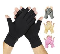 Vive Gants de compression pour la polyarthrite rhumatoïde - Gants de compression sans doigts pour les douleurs à la main et l'arthrose - Bandage noir pour soulager les symptômes articulaires