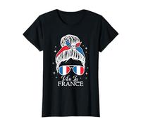 Vive La France Bastille Day French Flag Messy Chignon Femme T-Shirt