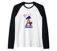Vive La France - I Love Paris Eiffel Tower Graphic Design Manche Raglan