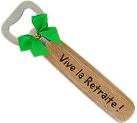 Vive la Retraite Décapsuleur en Bois Gravé sur Deux Faces - Cadeau Retraite Homme et Femme Original Ouvre Bouteille Départ à la Retraite